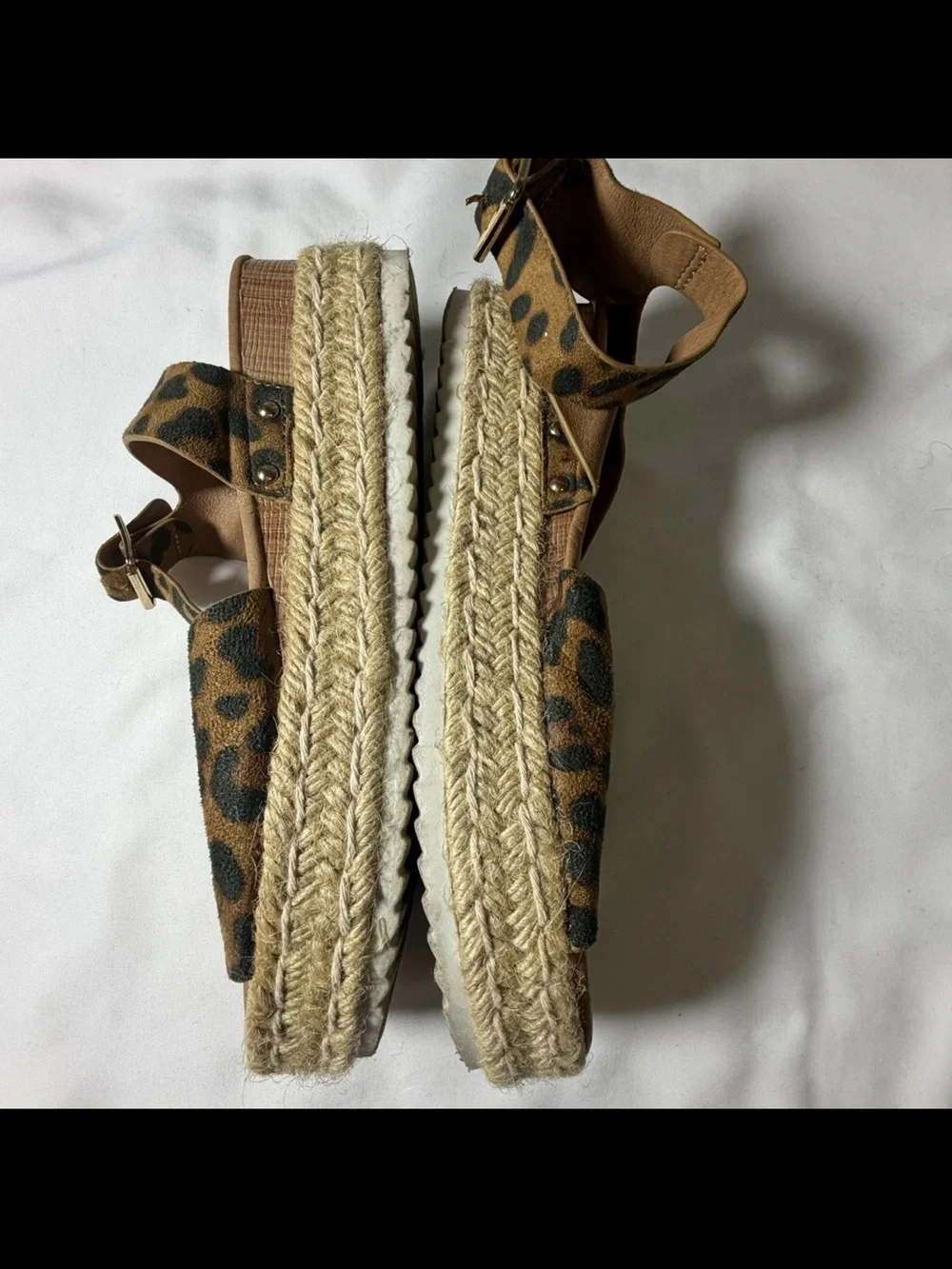 Leopard Print Bow Espadrille Sandals - Women